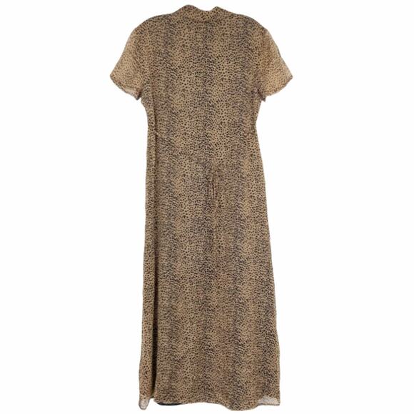 Vintage Robbie Bee Leopard Silk Button Front Maci Dress Sz 6 - Picture 2 of 8